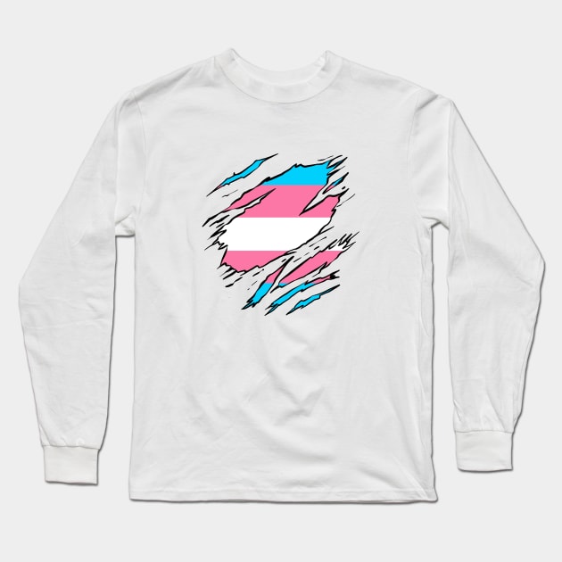 LGBTQI+ Superhero Transexual flag Long Sleeve T-Shirt by la'lunadraw